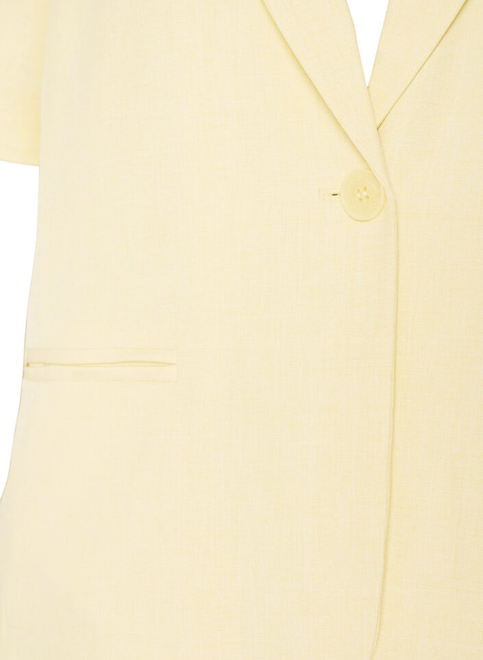 Blazer med korte ermer og slag, Gul, Packshot image number 2