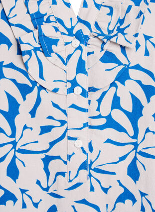 Zizzi Bluse med 3/4 ermer i bomull med striper, Blå, Packshot image number 2