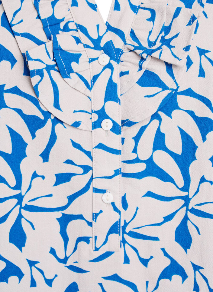 Bluse med 3/4 ermer i bomull med striper, Blå, Packshot image number 2