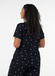 Pyjamatopp med blomstertrykk og ribbet tekstur, Svart, Model image number 2