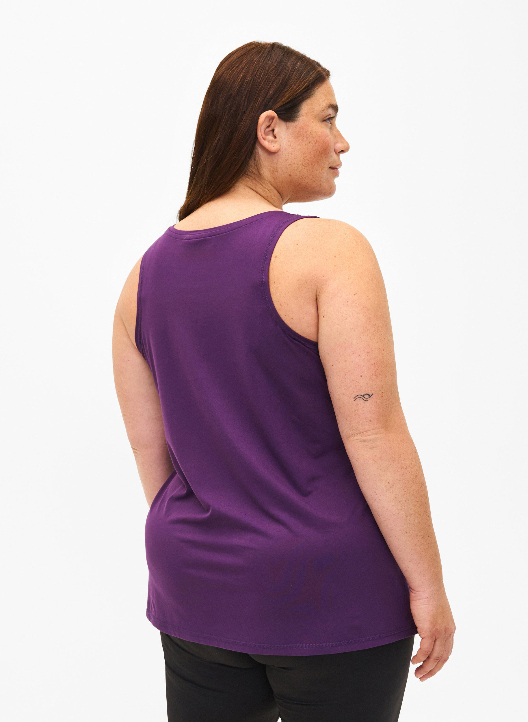 Zizzi Treningsoverdel med rund hals, Purple Pennant, Model image number 1