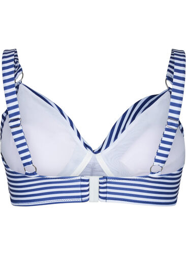 Mønstret bikinitopp med bøyle, Blue Striped, Packshot image number 1