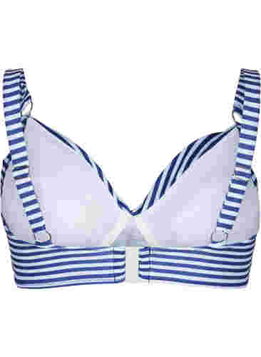 Mønstret bikinitopp med bøyle, Blue Striped, Packshot image number 1