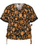 Blomstret bomullsbluse med knyting, Orange, Packshot image number 0