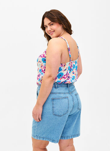 Zizzi Blomstret topp med stropper i viskose, Multi Flower AOP, Model image number 1