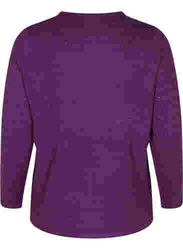 Strukturmønstret strikkegenser med rund hals, Amaranth Purple, Packshot image number 1