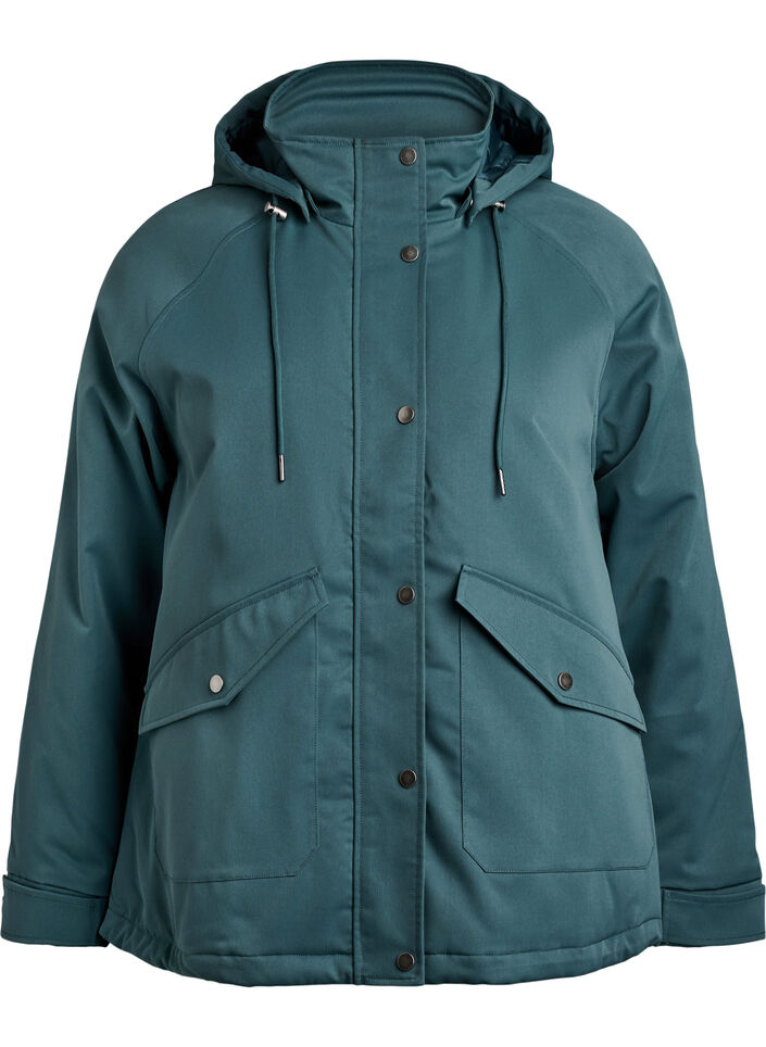Polstret parkas med avtakbar hette, Gr&oslash;nn, Packshot image number 0