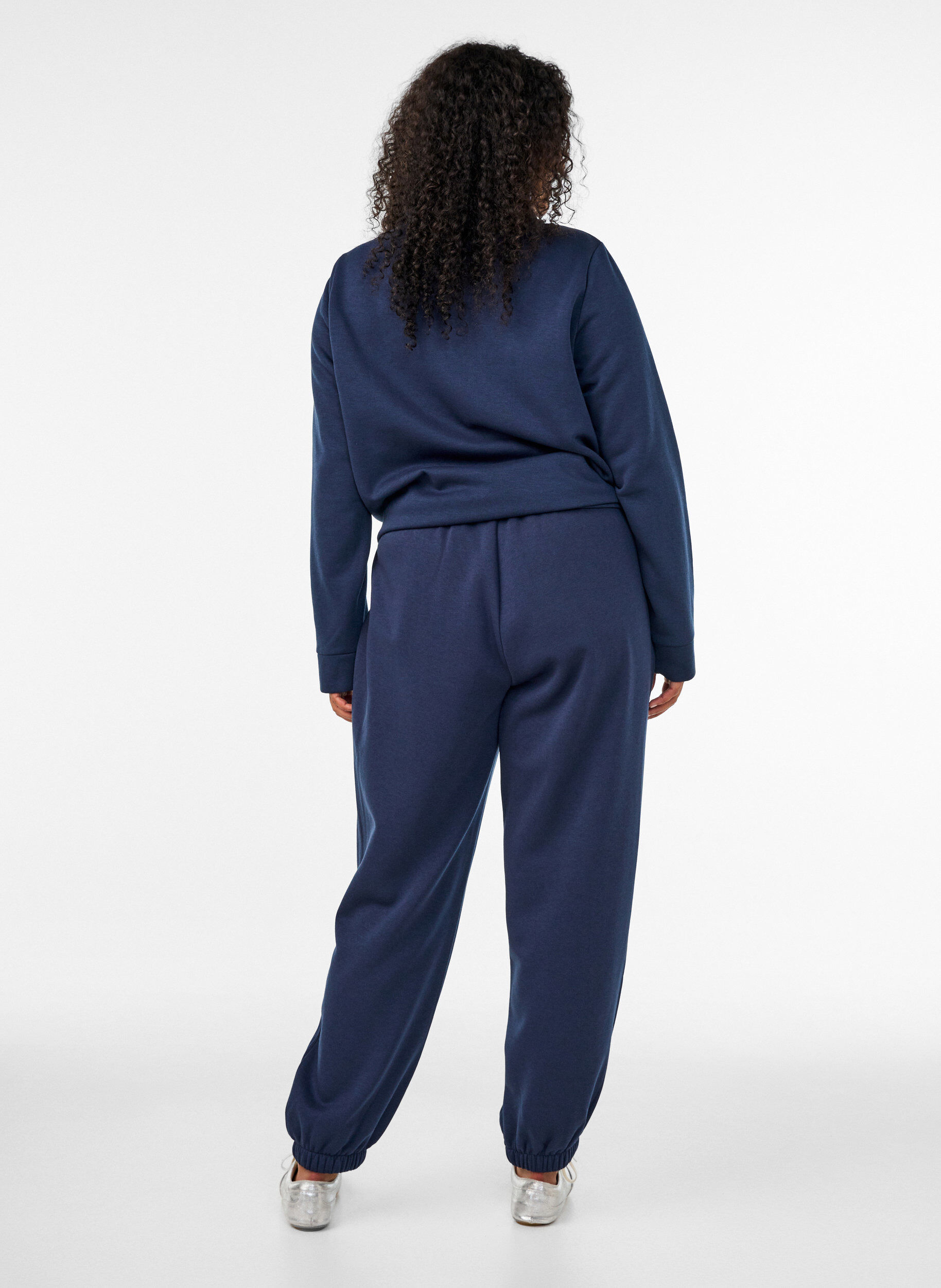ZizziJoggebukser med h&oslash;y midje og sn&oslash;ring, Bl&aring;, Model image number 1