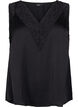 Ermeløs topp med blonder, Svart, Packshot image number 0