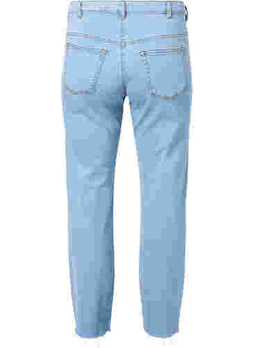 Gemma jeans med høyt liv og hull på kneet, Ex Lgt Blue, Packshot image number 1