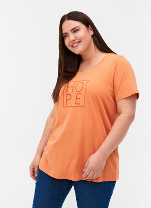 Kortermet t-skjorte med print, Brandied Melon, Model image number 0