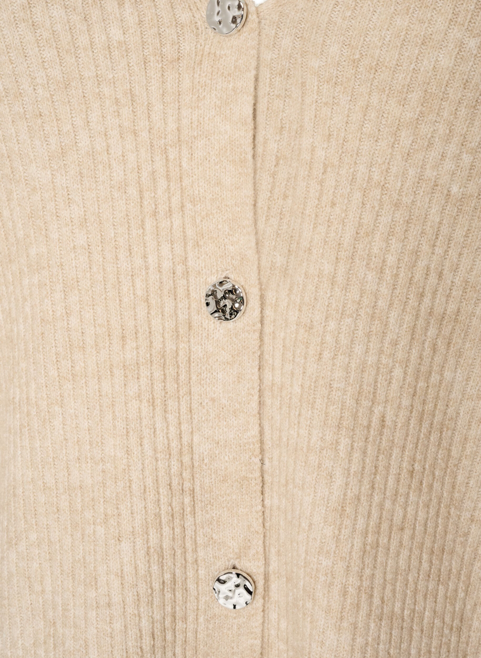 ZizziCardigan med V-hals og ribbestruktur, Beige, Packshot image number 2