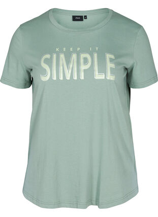 Kortermet T-skjorte i bomull med trykk, Chinois Green SIMPLE, Packshot image number 0