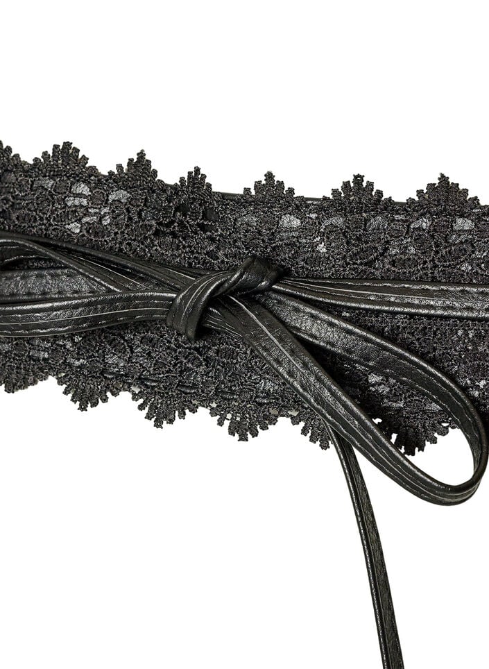 Midjebelte med blonder og knytelukking, Svart, Packshot image number 2