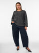 Strikkebluse med rhinesteiner og diamantm&oslash;nster, Gr&aring;, Model image number 1