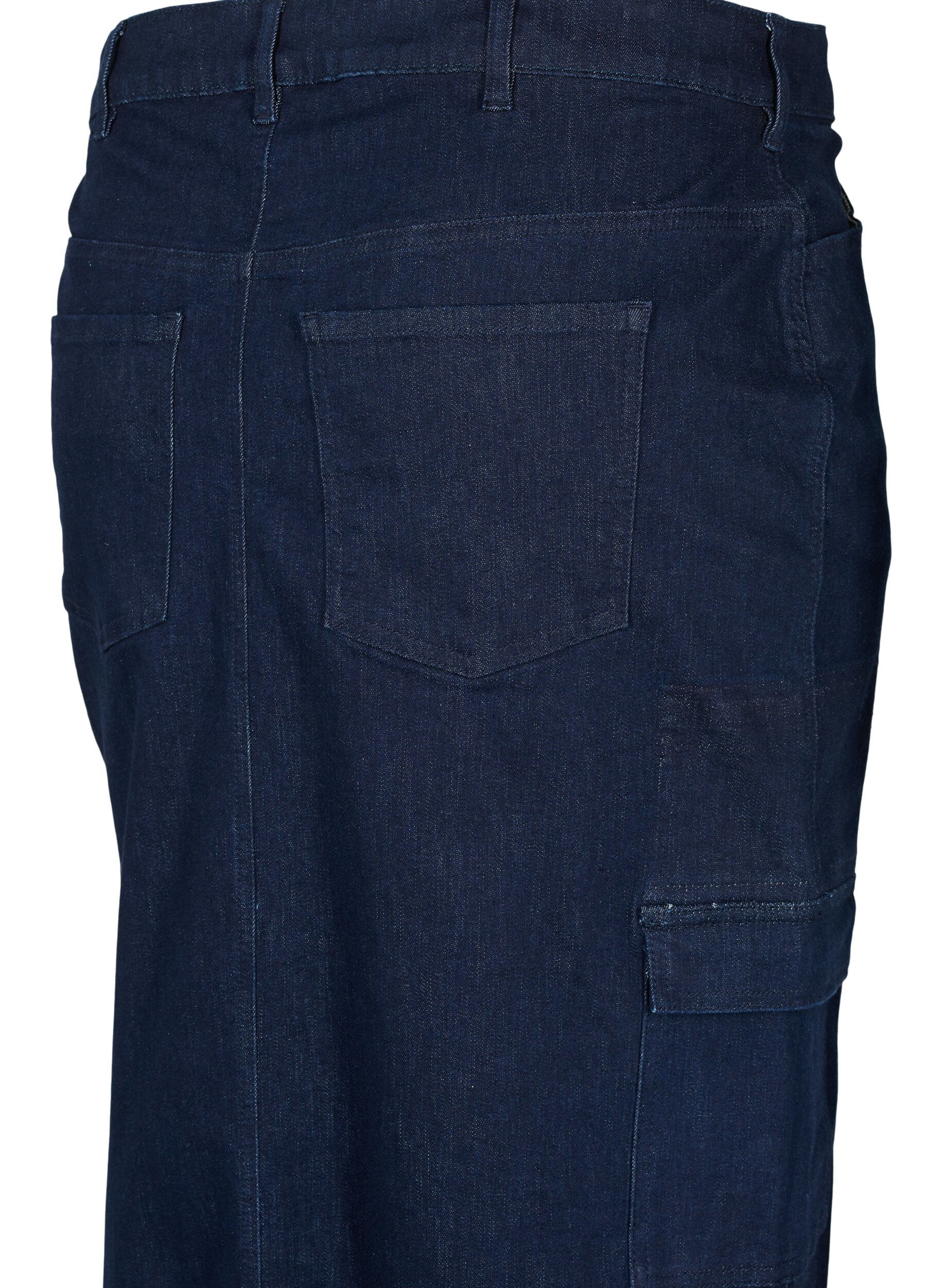 Zizzi Maxiskj&oslash;rt i denim, Dark Blue Denim, Packshot image number 3
