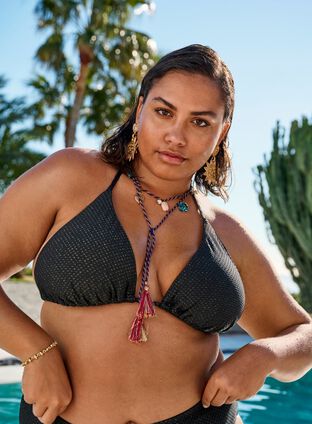 Zizzi Triangelbikini med glitter, , Model