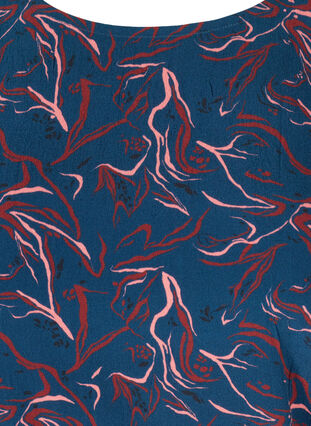 Mønstrete viskosebluse med smock, Dark Blue AOP, Packshot image number 2