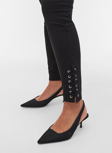 Leggings med snøredetaljer, Black, Model image number 3