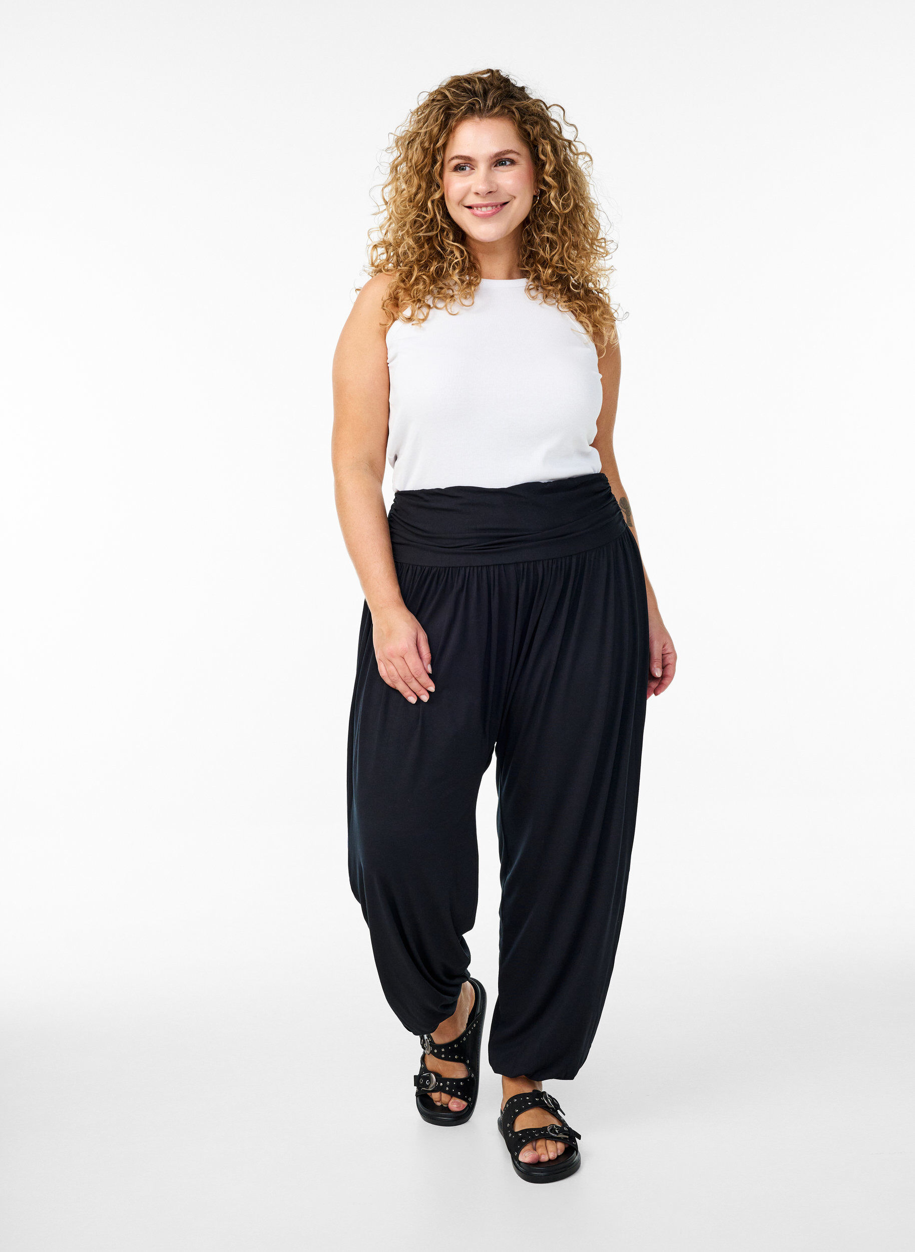 Loose fit harem-bukser, Svart, Model