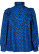 Skjorte bluse i viskose, True blue w. Black, Packshot image number 0