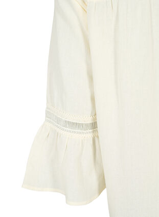 Tunika i økologisk bomull med feminine detaljer, Antique White, Packshot image number 3
