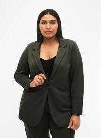 Enkel blazer med knappelukking, Forest Night, Model