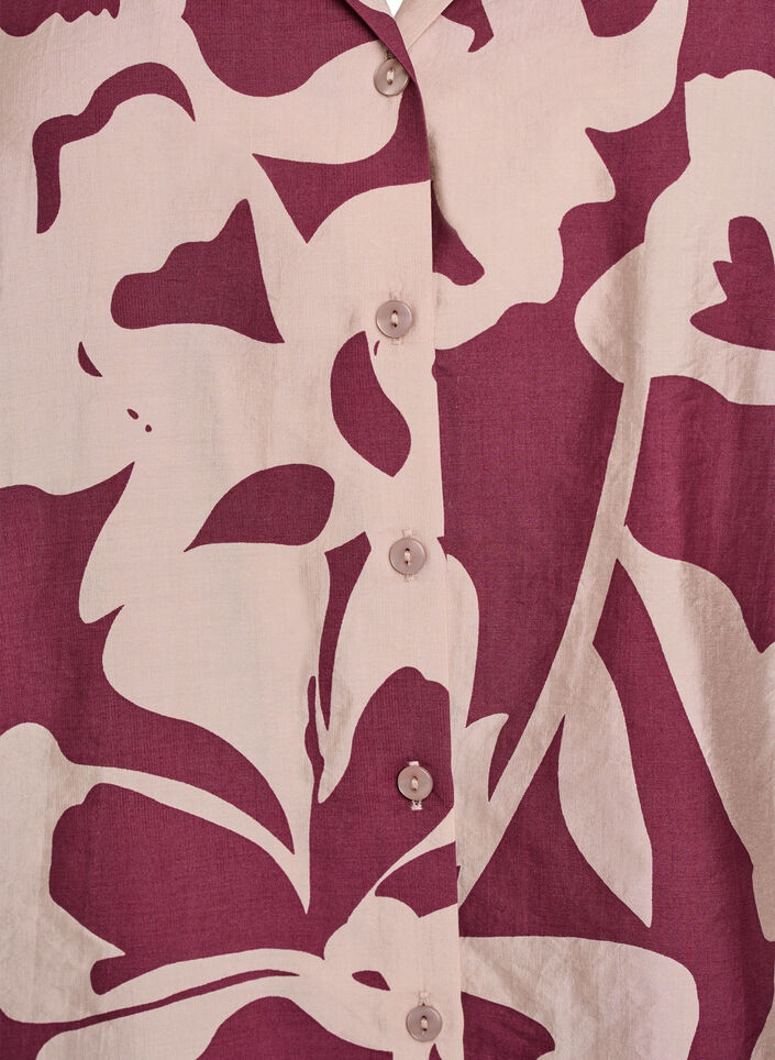 Skjorte bluse med print og V-hals, Rød, Packshot image number 2