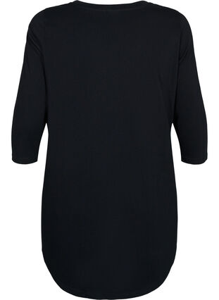 T-skjorte i bomull med 3/4-ermer, Black, Packshot image number 1