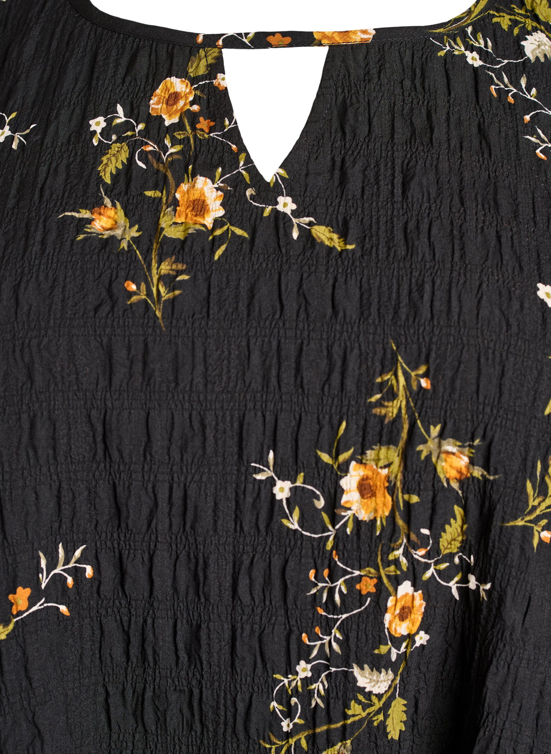 ZizziLangermet bluse med blomstertrykk, Svart, Packshot image number 2