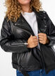 Skinn bikerjakke med belte, Svart, Model image number 3