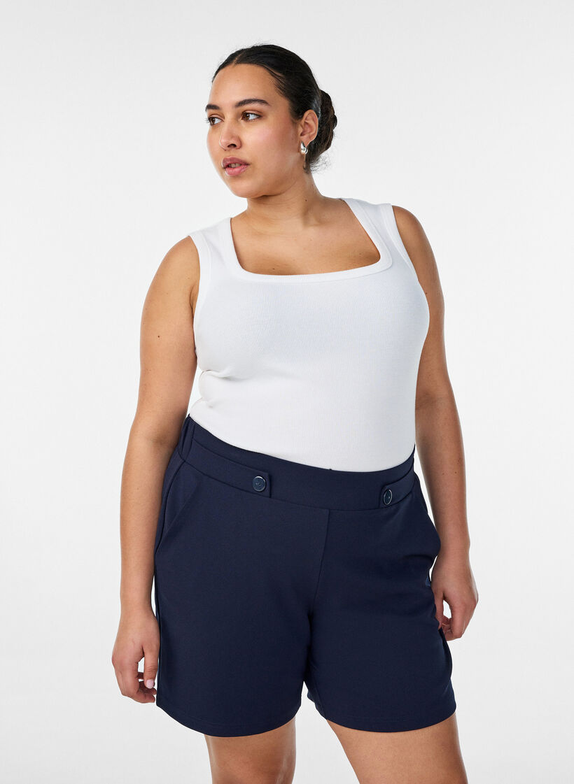 Shorts med lommer og l&oslash;s passform, Bl&aring;, Model image number 0