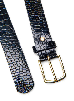 Strukturert belte i imitert skinn, Black, Packshot image number 2