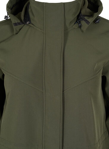 Lang softshelljakke med hette, Forest Night Solid, Packshot image number 2