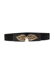 Elastisk midjebelte med gullfarget bladspenne, Black