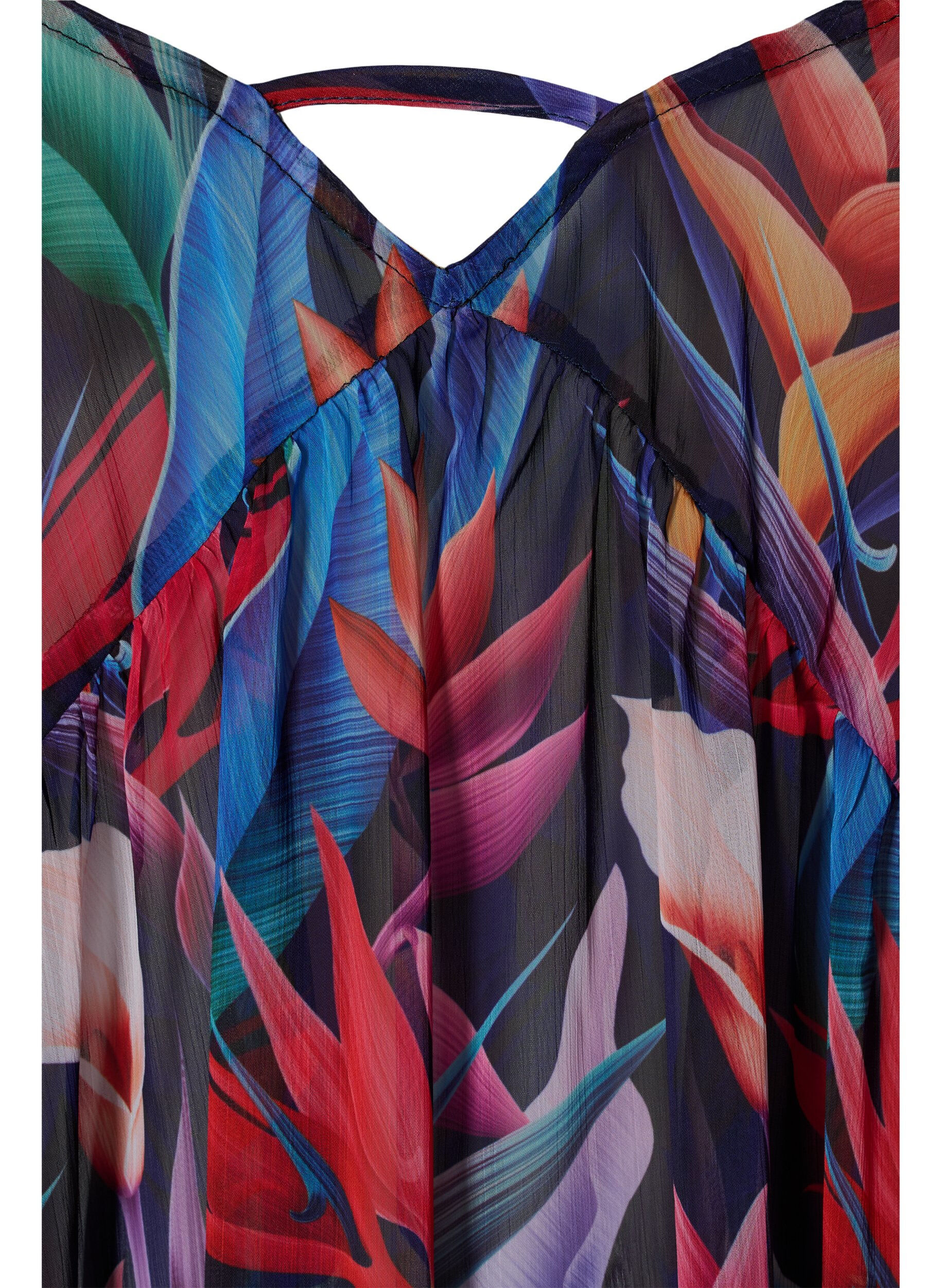 Zizzi Strandkjole med blomsterm&oslash;nster og stropper, Bright Leaf, Packshot image number 2