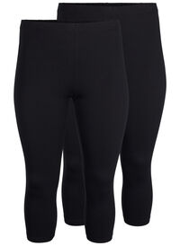 FLASH – 2-pack 3/4 tights i bomull, Svart FLASH – 2-pack 3/4 tights i bomull