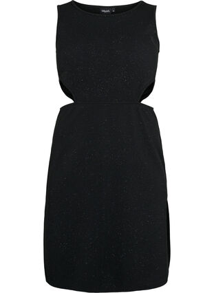 Ermeløs kjole med utskjæring, Black, Packshot image number 0