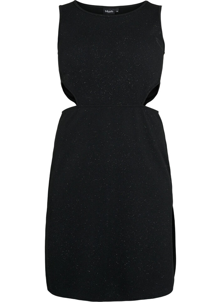 Ermeløs kjole med utskjæring, Black, Packshot image number 0