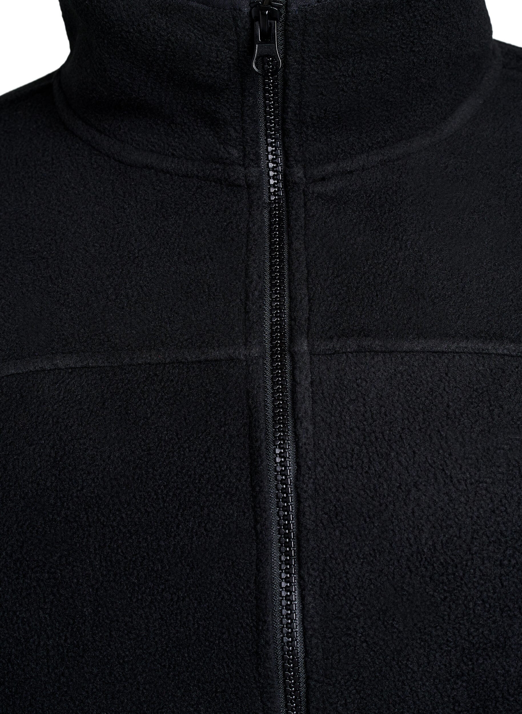 ZizziFleecejakke med lommer, Svart, Packshot image number 2