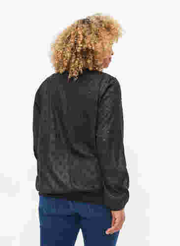 Mønstret bluse med lange ermer og smock, Black, Model image number 1