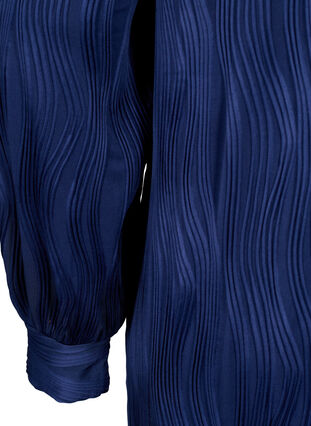 Langermet kjole med teksturmønster, Maritime Blue, Packshot image number 3