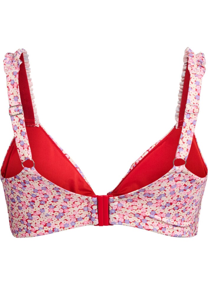 Blomstret bikinioverdel med avtakbar polstring, Rosa, Packshot image number 1