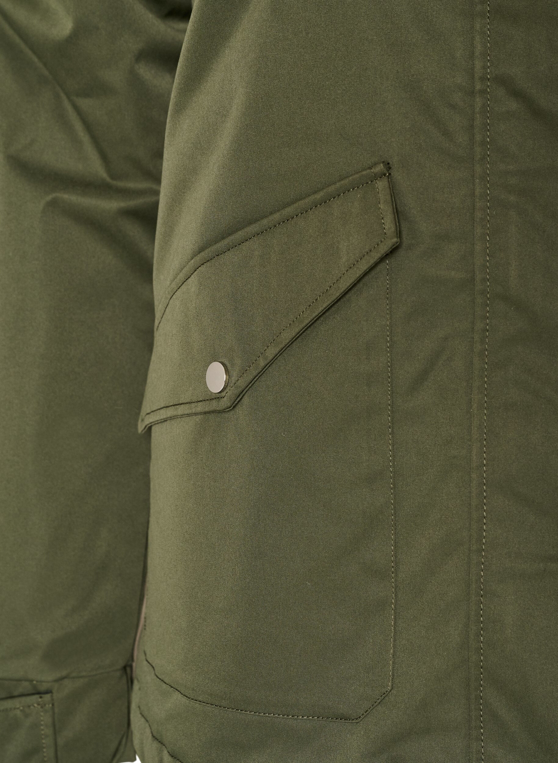ZizziPolstret parkas med avtakbar hette, Gr&oslash;nn, Packshot image number 3