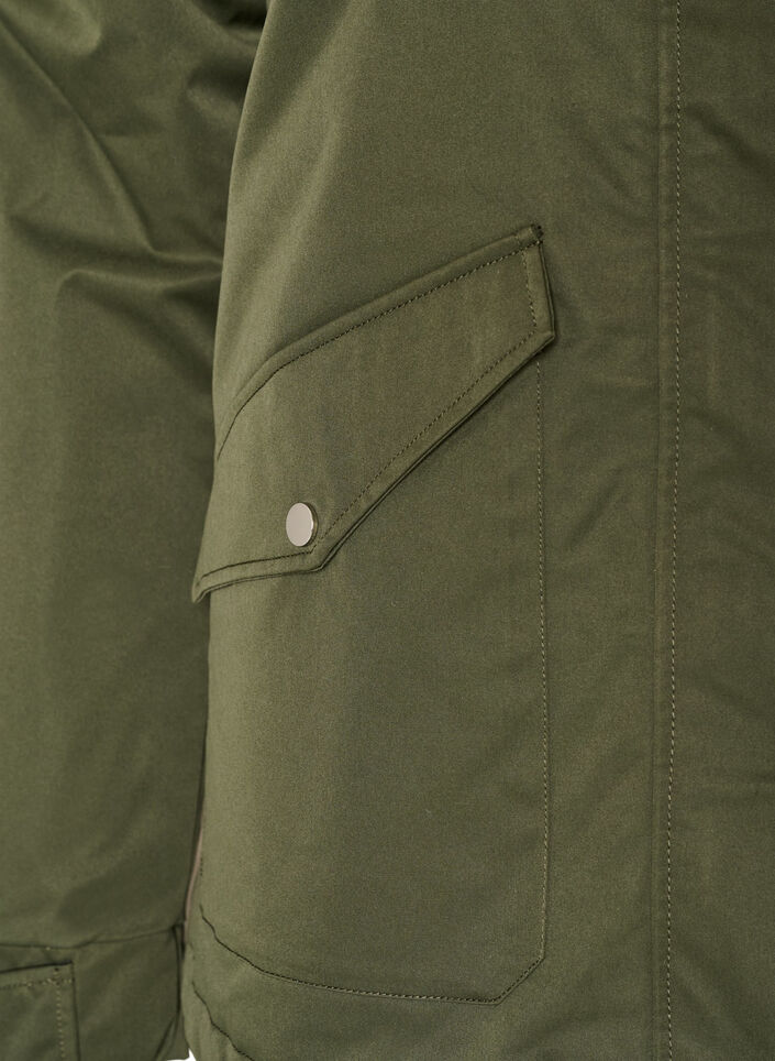 Polstret parkas med avtakbar hette, Gr&oslash;nn, Packshot image number 3