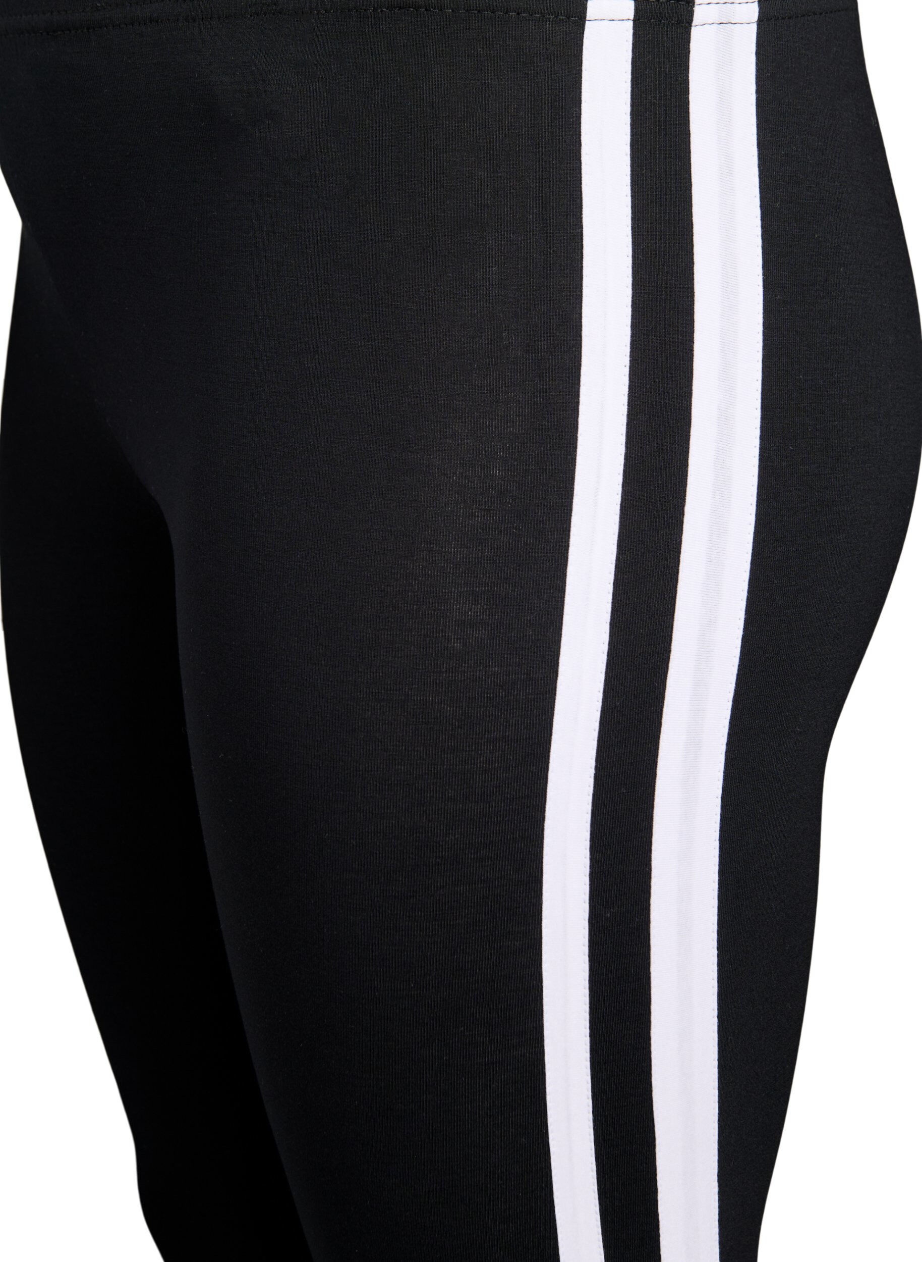 Zizzi Viskoseleggings med side striper, Black W. Stripe, Packshot image number 2