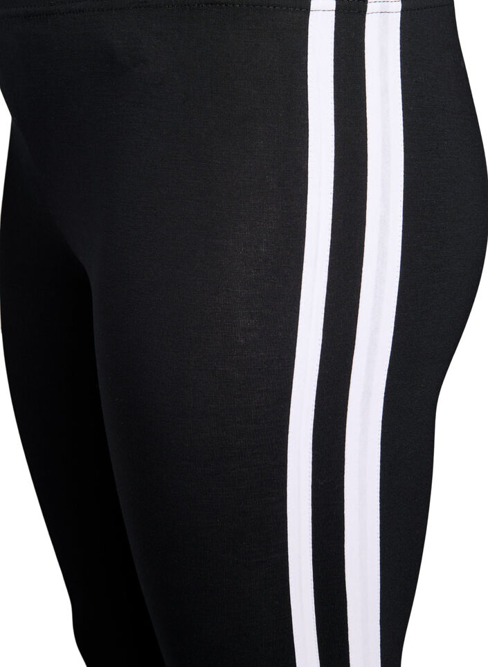 Viskoseleggings med side striper, Black W. Stripe, Packshot image number 2