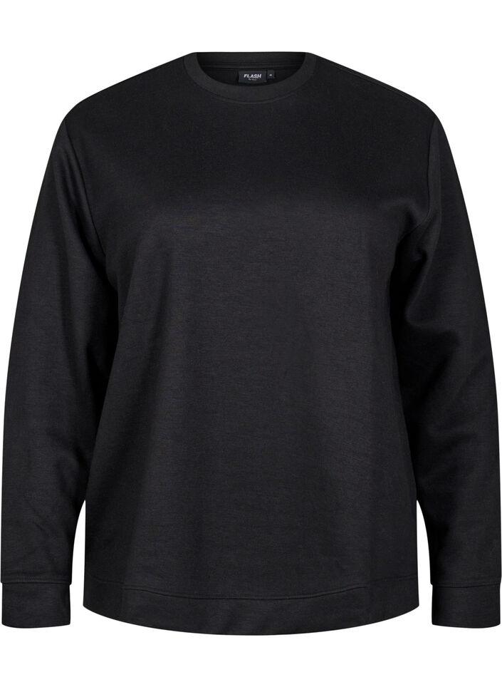 FLASH - Genser med crewneck, Svart, Packshot image number 0