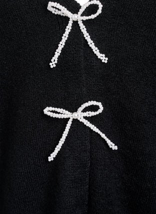 Zizzi Strikkekardigan med perleknapper, Black, Packshot image number 2