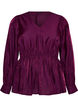 Skinnende viskosebluse med peplumeffekt, Lilla, Packshot image number 0